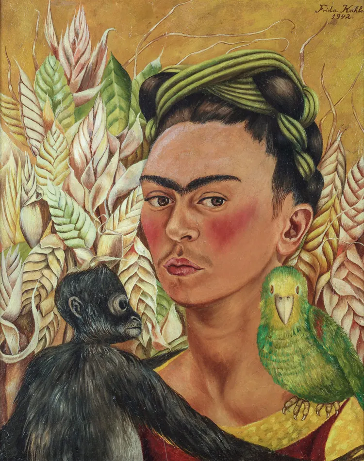 "Autorretrato con chango y loro"
