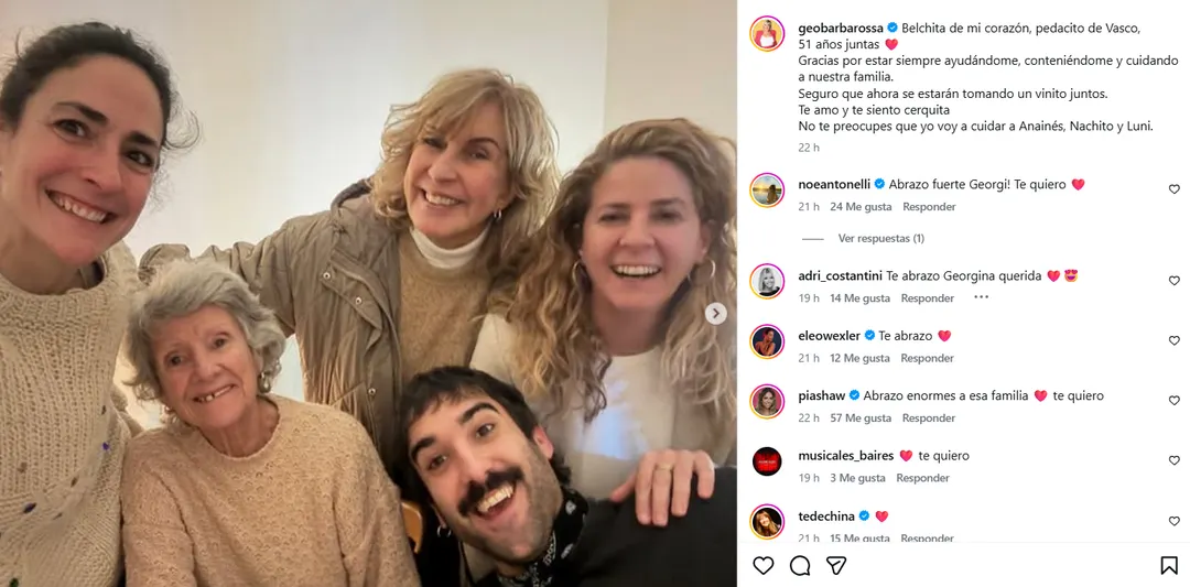 Georgina Barbarossa le dedicó un hermoso mensaje a su cuñada tras la muerte.