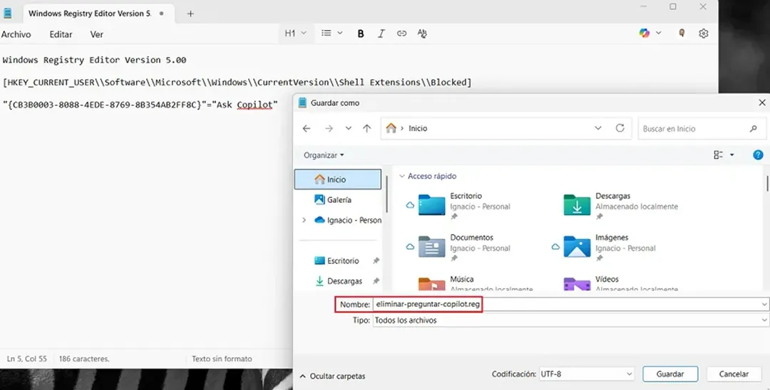 Método 2: crear un archivo .reg automático