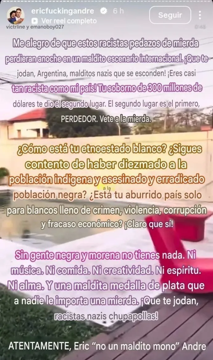 Eric Andre acusó a todos los argentinos de ser nazis. 