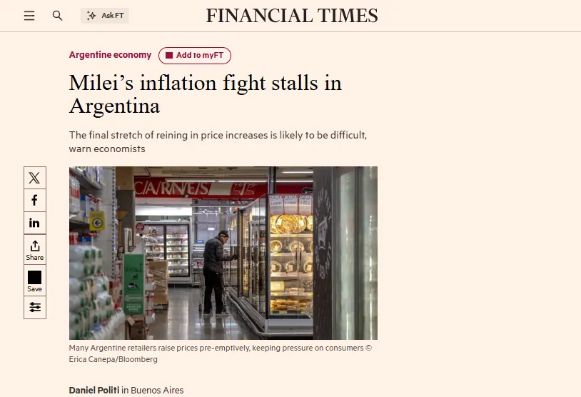 El artículo del Financial Times, firmada por Daniel Politi.