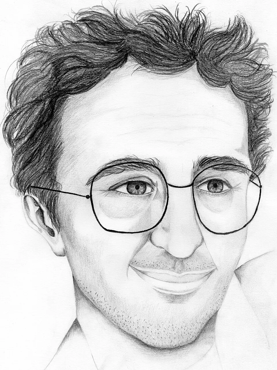 Un retrato dibujado de Roberto Bolaño Ávalos. Fuente: Wikipedia.