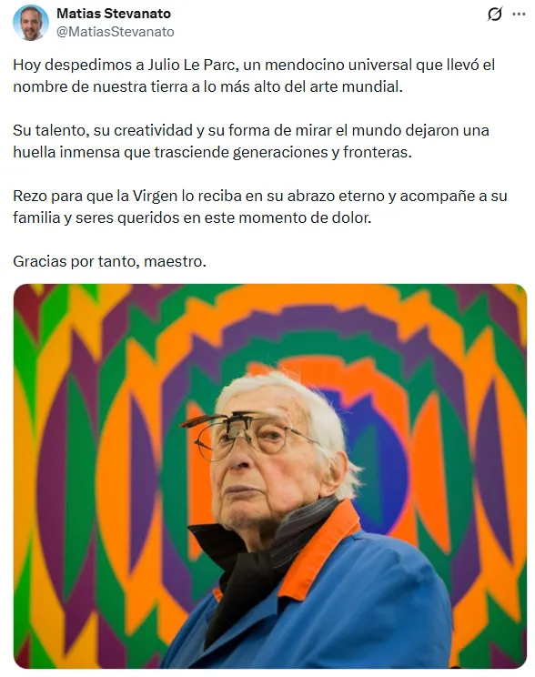 El intendente maipucino Matías Stevanato también dejó su mensaje. 
