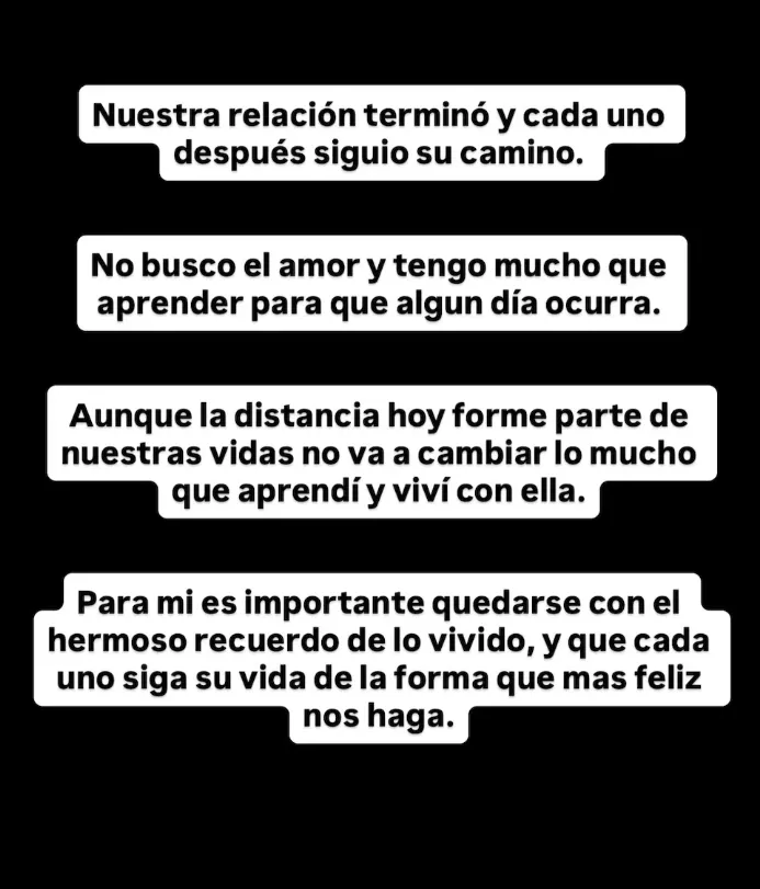 El cantante de cuarteto prefirió quedarse con los mejores recuerdos del noviazgo.