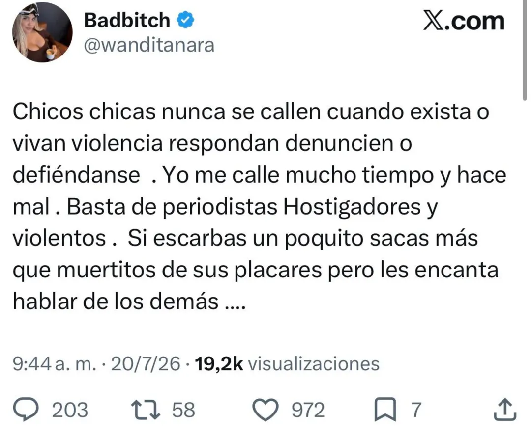 El descargo de Wanda contra los periodistas.