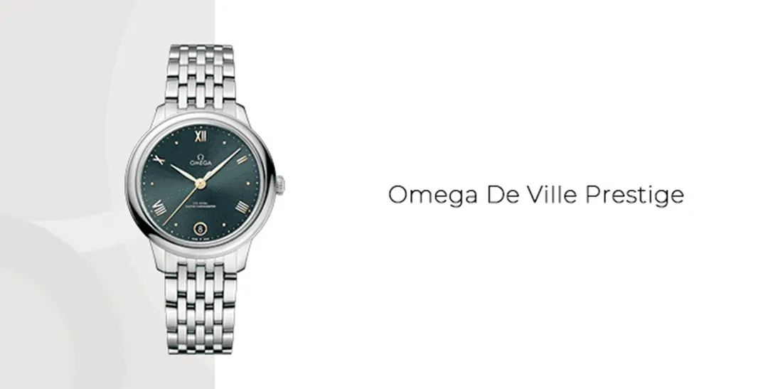 Omega De Ville Prestige: Sofisticación clásica y discreta con estética tradicional para eventos formales.