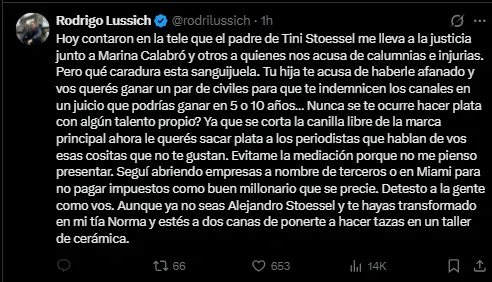 Rodrigo Lusssich, otros de los demandados por Stoessel.