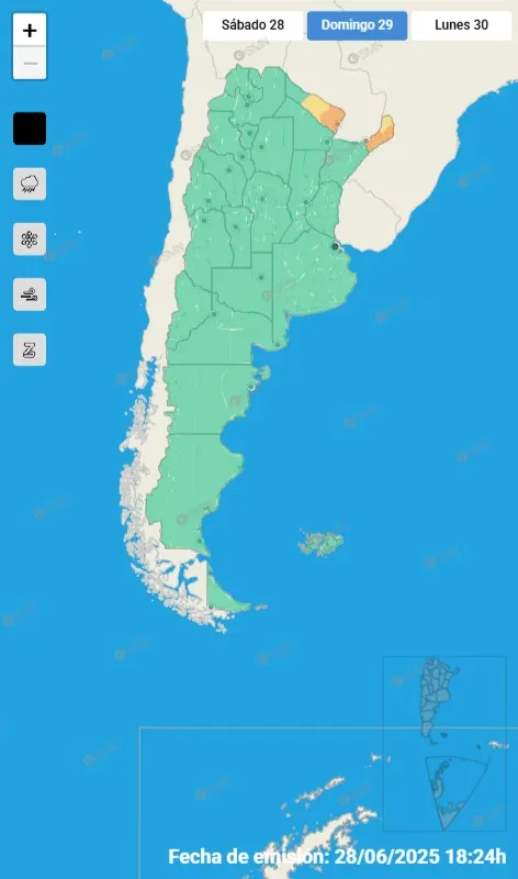 Alerta meteorológica por tormentas en dos provincias