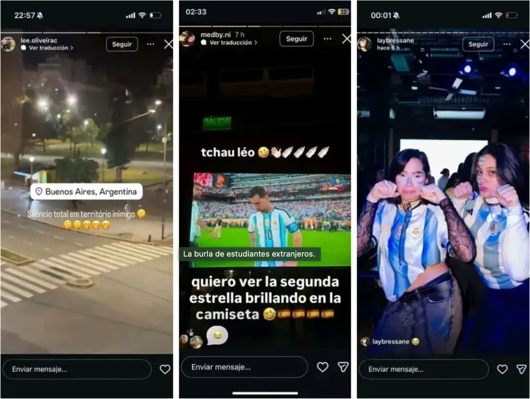 La burla de estudiantes extranjeros tras la derrota de Argentina.
