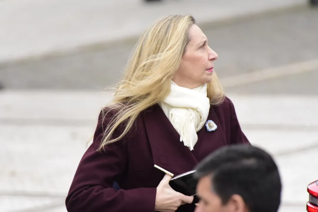 Karina Milei en el acto en Retiro.