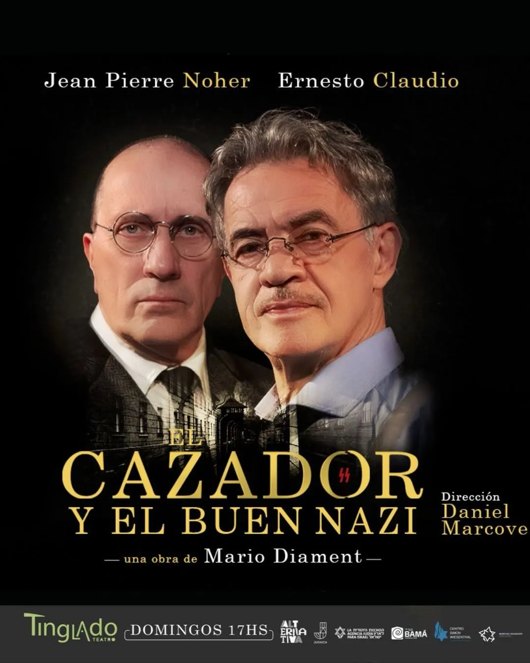 Jean Pierre Noher y Ernesto Claudio, en la quinta temporada de la obra de teatro El Cazador y el Buen Nazi.