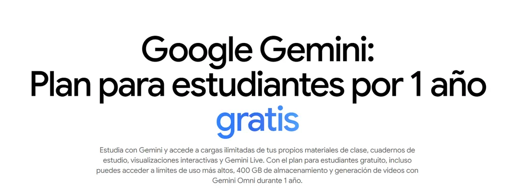 La interfaz de Google AI Plus organiza cuestionarios y tarjetas de memoria para repasar materias.