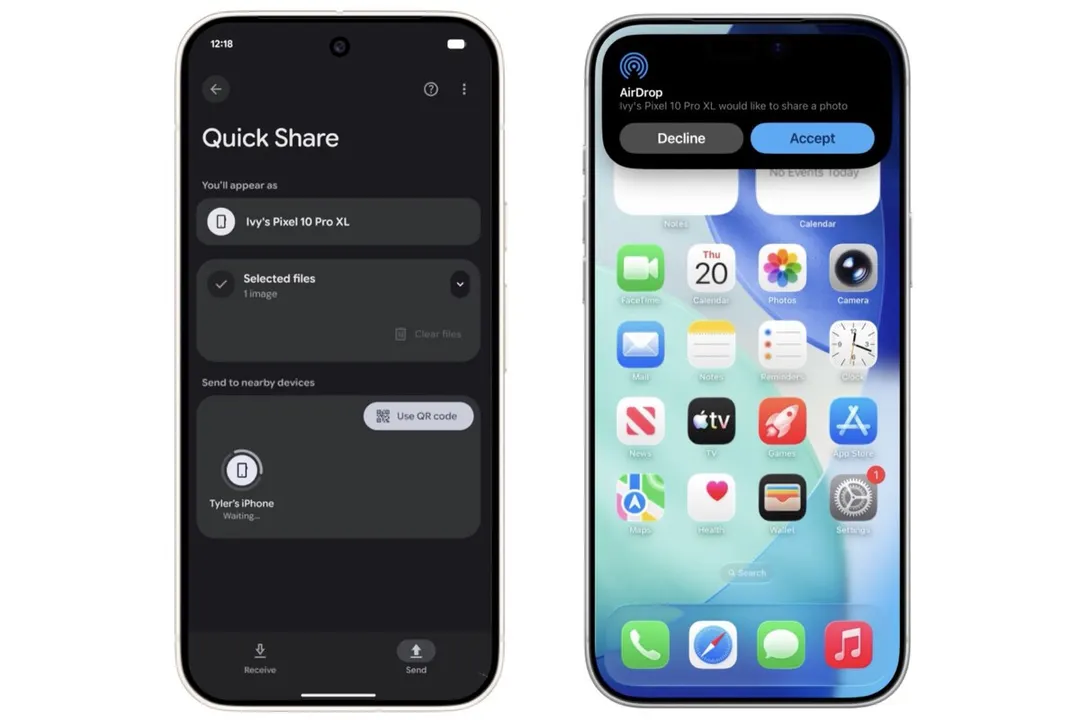 Prueba de transferencia entre Pixel e iPhone usando quickdrop.