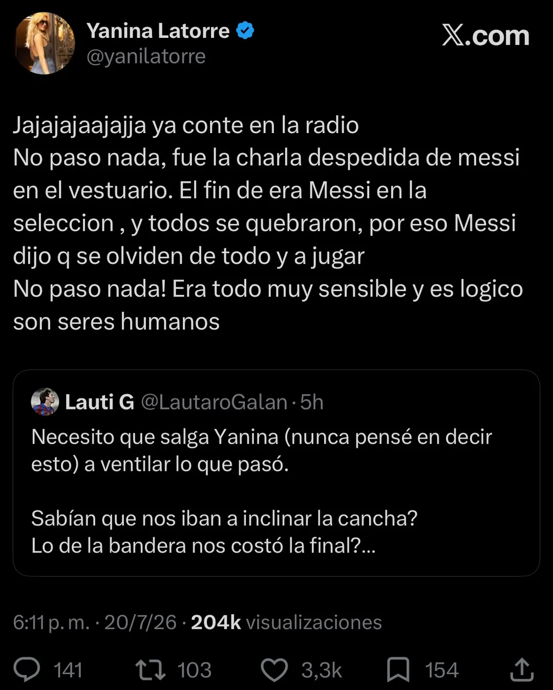 El motivo según Latorre.