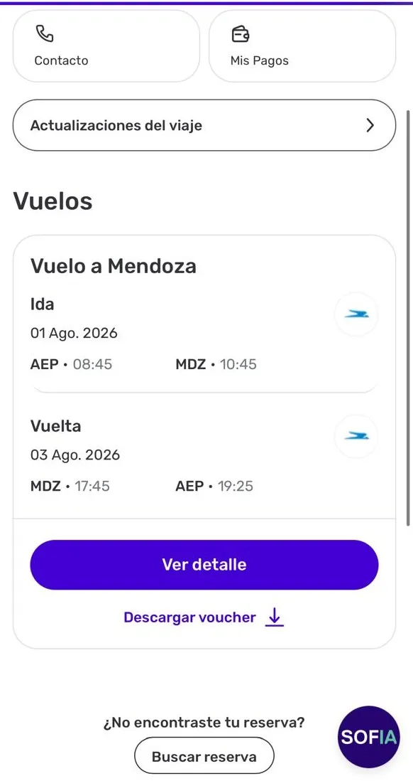 "Hoy en día me sigue apareciendo así. La ida sí la cambiaron (sábado 1 de agosto); la vuelta quedó como originalmente yo lo compré, y según ellos, yo me subí a ese avión", afirmó Juana a MDZ.