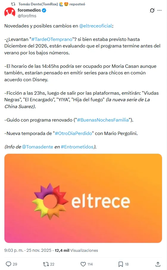 El Trece estaría evaluando sacar del aire a María Belén Ludueña. 