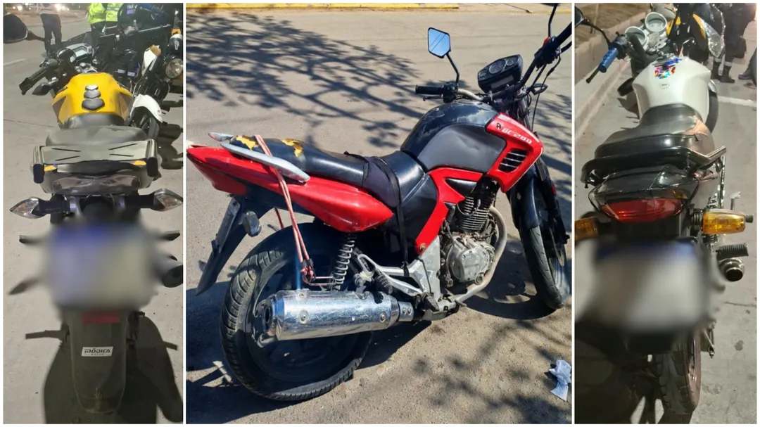 Tres de las siete motos incautadas en los procedimientos preventivos realizados por la Policía de Mendoza.