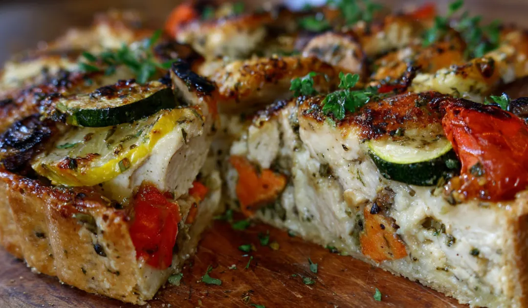 Tarta salada de pollo y vegetales