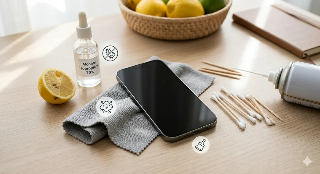 Google y Apple explican cómo utilizar alcohol correctamente para limpiar y desinfectar un celular.