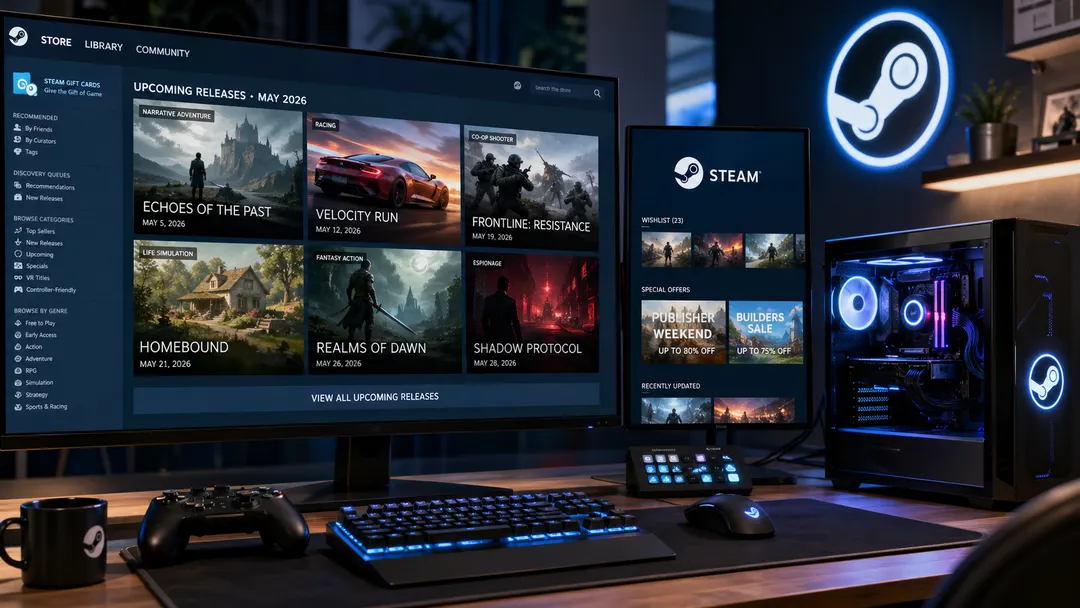 Steam prepara trece lanzamientos para mayo, con acción, terror, carreras, aventuras narrativas y simuladores.