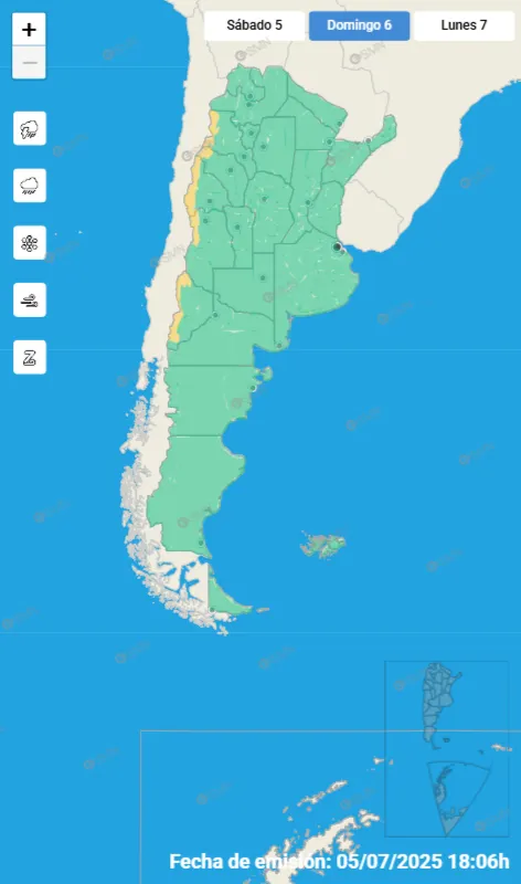 El SMN mantiene vigente una alerta amarilla por vientos fuertes en el oeste del país.