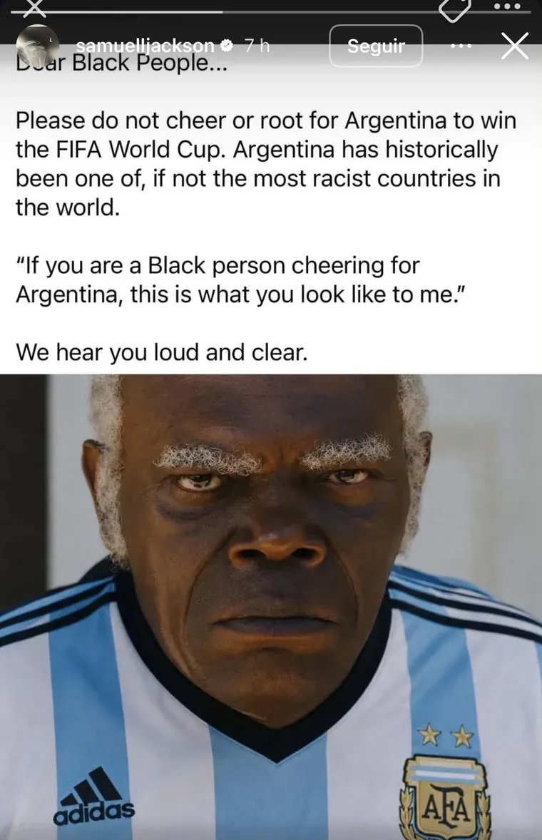 La acusación difundida por Samuel L. Jackson apuntó contra Argentina en su conjunto y generó cuestionamientos por su gravedad y falta de fundamentos.