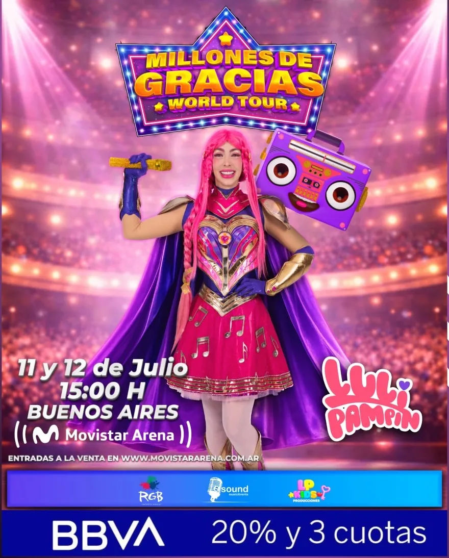 Luli Pampín se presentará en el Movistar Arena de Buenos Aires los días 11 y 12 de julio.