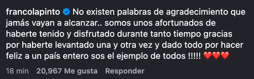 El mensaje de Franco Colapinto a Lionel Messi.
