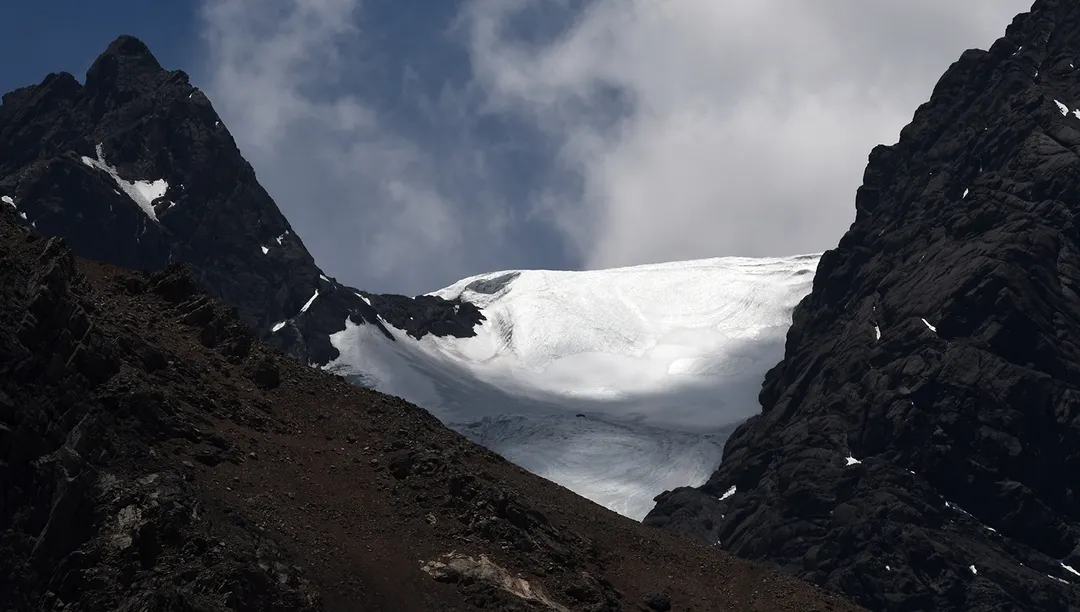 El glaciar del cerro Tolosa en Las Cuevas. 