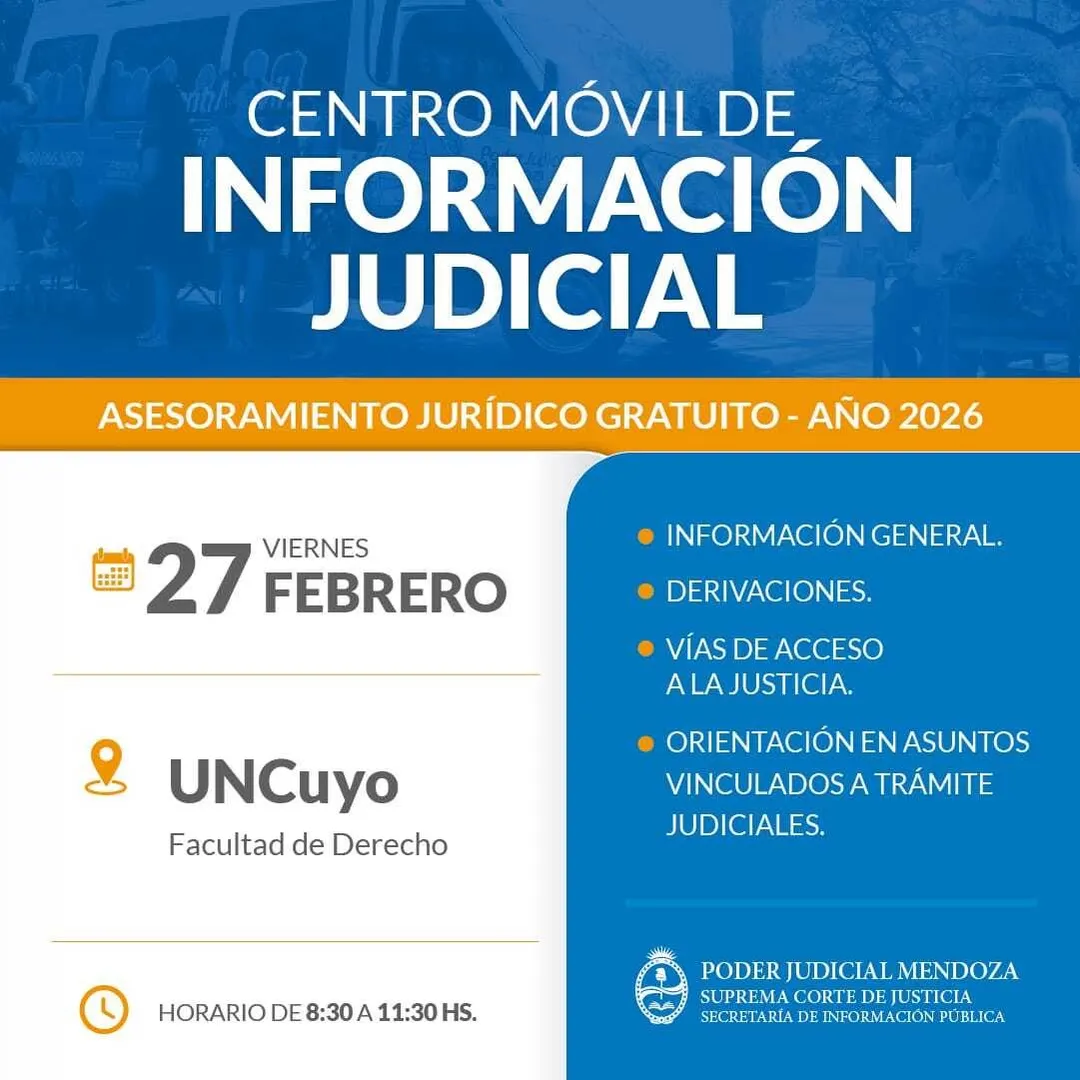 Ciudad de Mendoza ofrecerá asesoramiento jurídico gratuito junto al Poder Judicial.