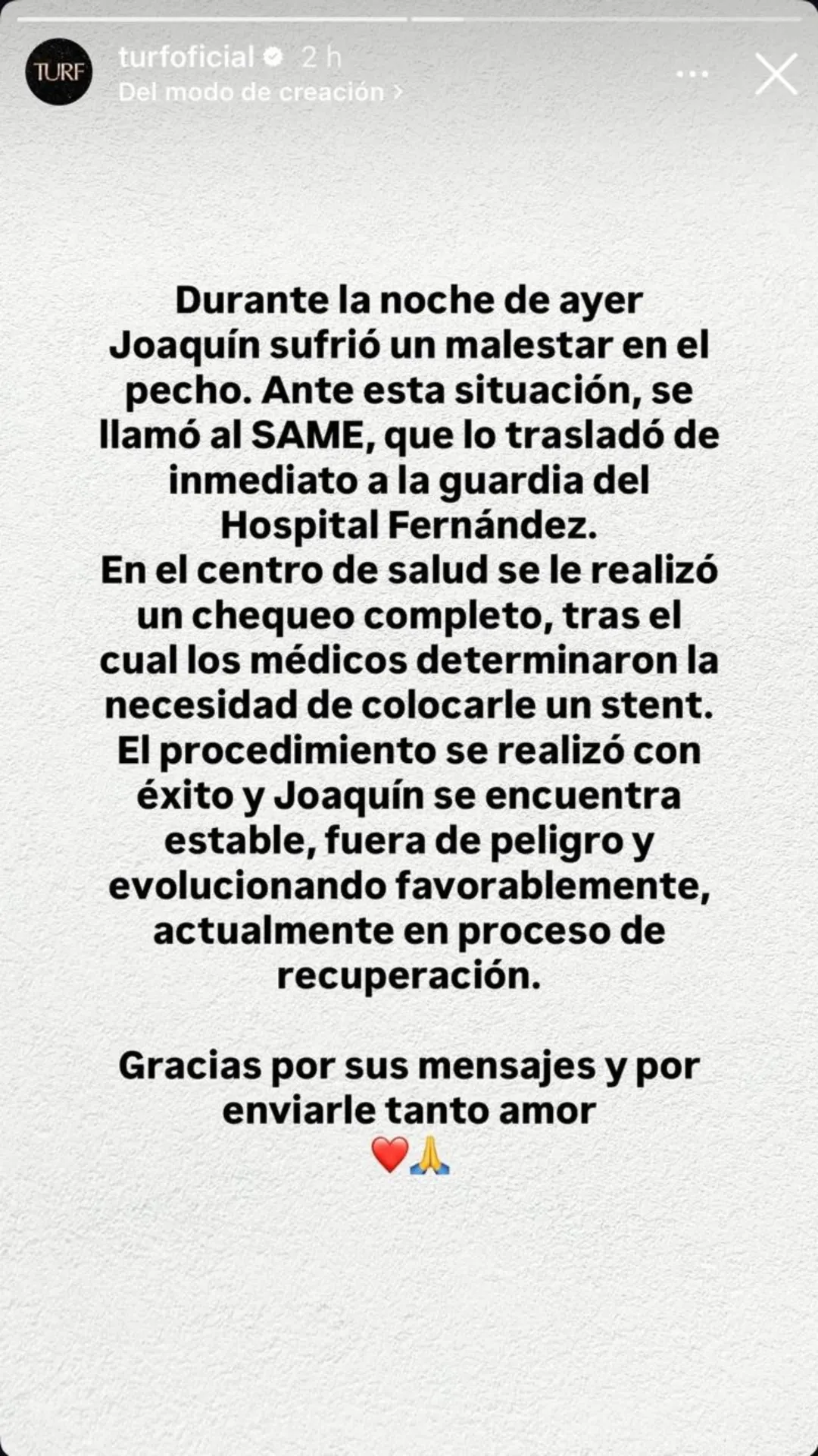 El comunicado que compartió la banda.