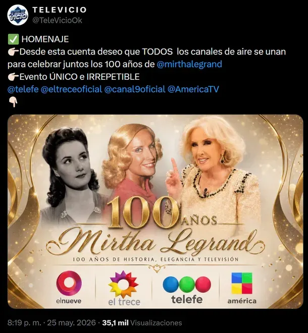 La propuesta nacida en las redes sociales busca unificar a las principales señales televisivas abiertas en un homenaje histórico.