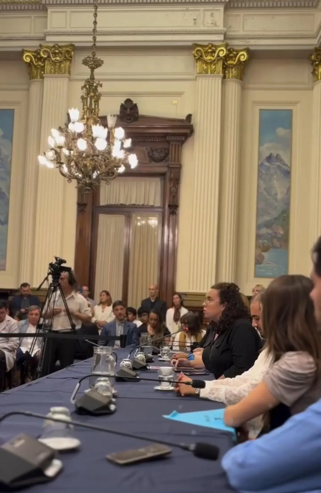 Milagros Calvi, coordinadora de la sede Frente Joven Buenos Aires presentando en el Congreso el Acta de firma de Compromiso. 