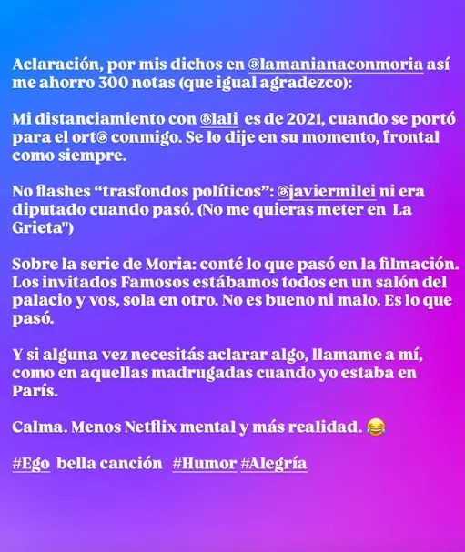 El comunicado de Marcelo Polino tras los dichos de Lali Espósito. 