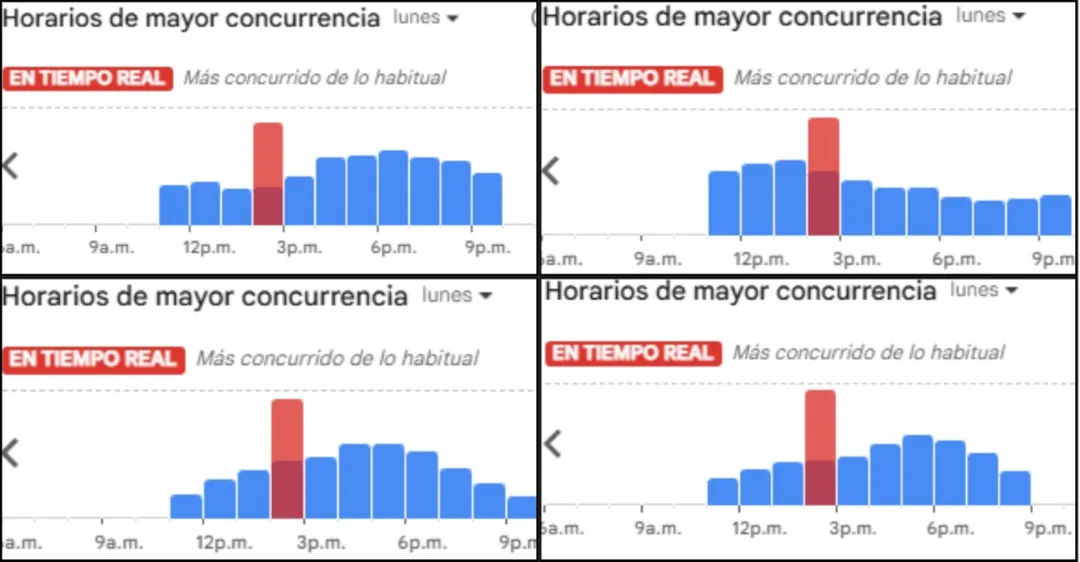 Según Google Maps, esta fue la concurrencia de algunos lugares cercanos a los edificios gubernamentales