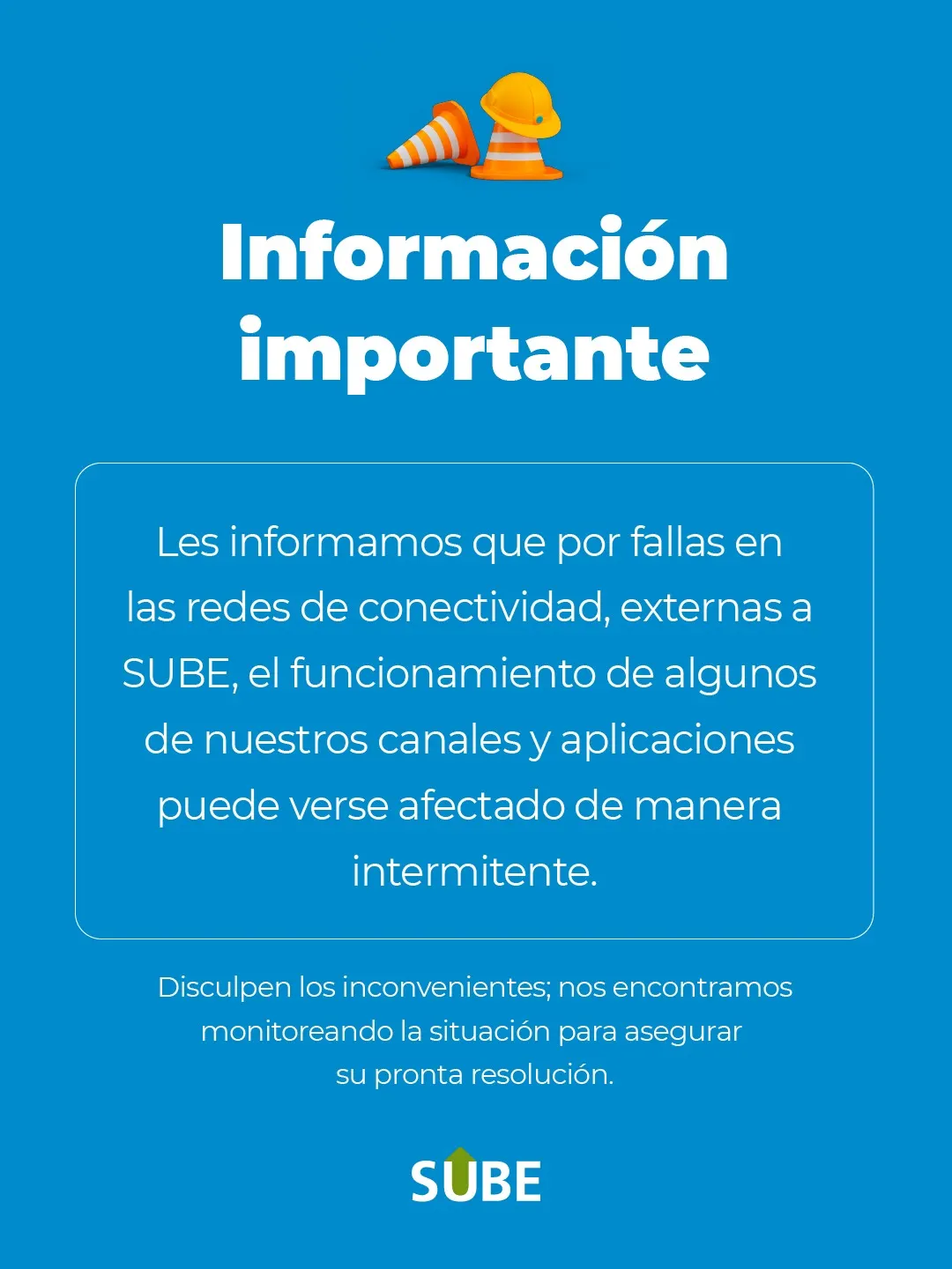 El comunicado oficial de SUBE