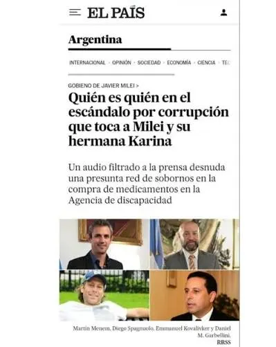 Cobertura de El País sobre el escándalo de Andis.
