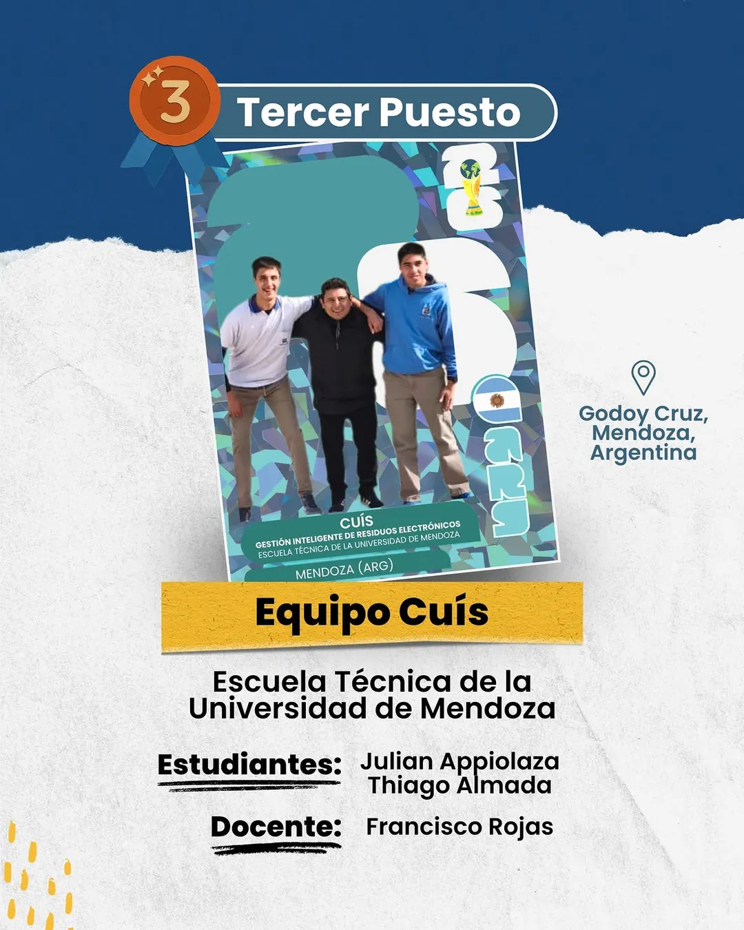 Dos jóvenes de Mendoza llegaron a la final de una competencia climática latinoamericana y consiguieron el tercer puesto entre cientos de participantes.  