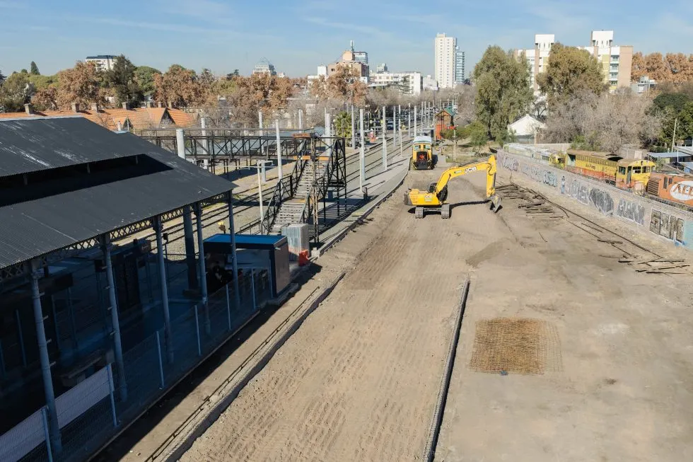 Obras en la Estación Mendoza del Metrotranvía. 