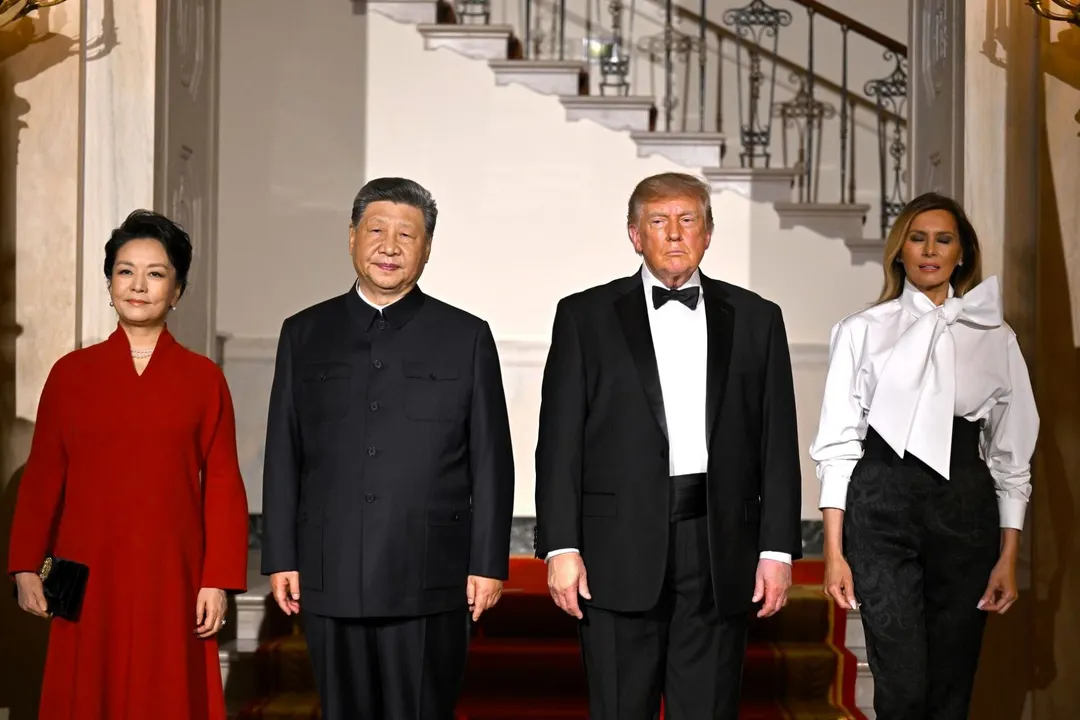 Donald Trump y su homólogo Xi Jinping en la cena de protocolo en la Casa Blanca durante la visita del líder chino.