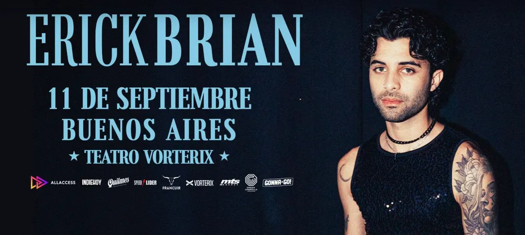 Erick Brian se presentará en el Teatro Vorterix este viernes 11 de septiembre.