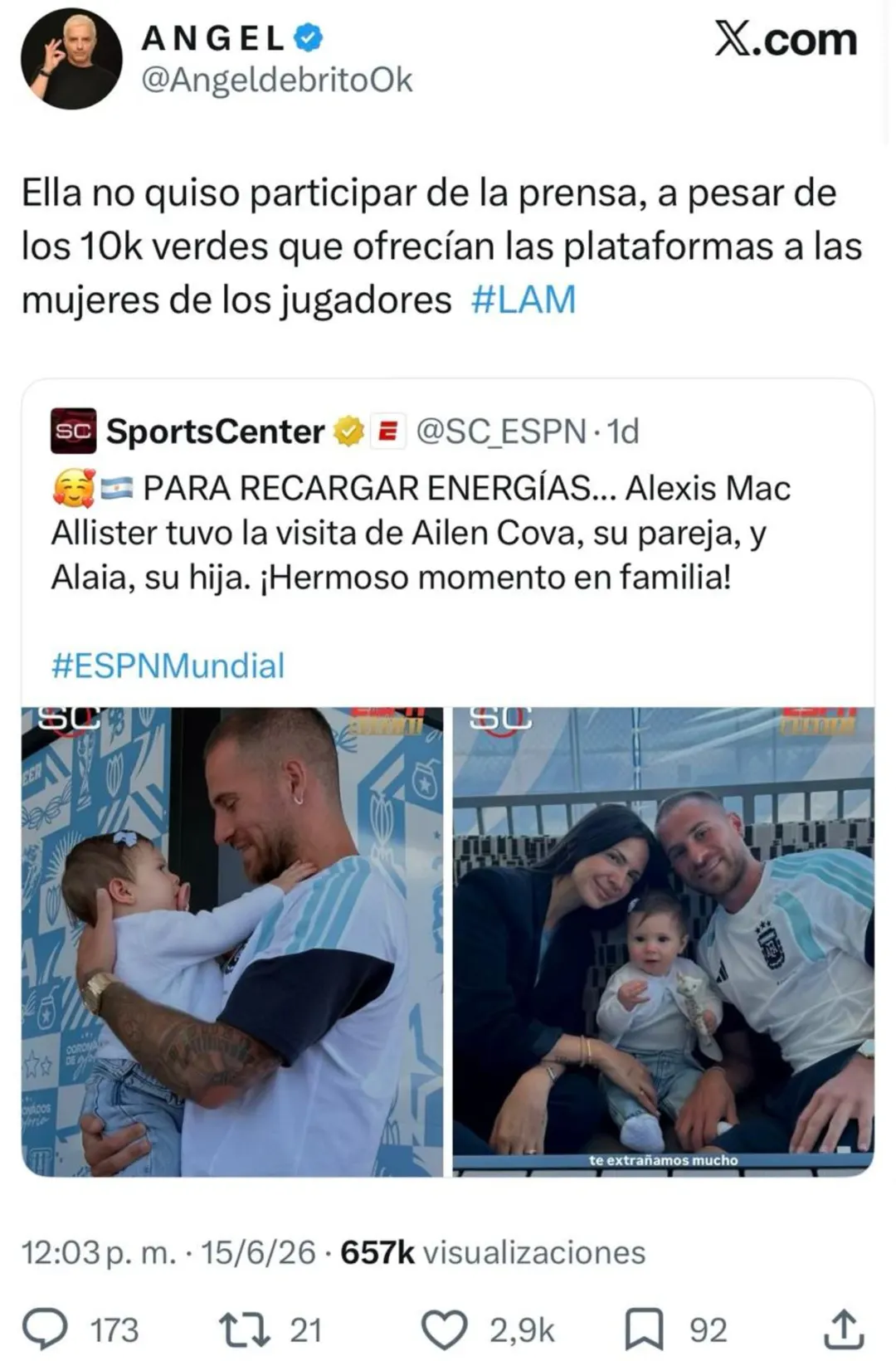 Ángel de Brito fue quien brindó la información a través de su cuenta de X.